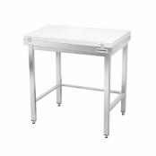 Table de travail en inox 600x700 mm avec plaque de découpe blanche et renfort PREMIUM - GOLDINOX