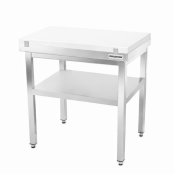 Table de travail en inox 800x700 mm avec plaque de découpe blanche et renfort PREMIUM - GOLDINOX