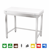 Table de travail en inox 1000x700 mm avec plaque de découpe blanche et renfort PREMIUM - GOLDINOX