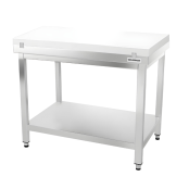 Table de travail en inox 1000x700 mm avec plaque de découpe blanche et renfort PREMIUM - GOLDINOX