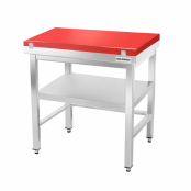Table de travail en inox 800x800 mm avec plaque de découpe rouge et renfort PREMIUM - GOLDINOX