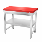 Table de travail en inox 1000x800 mm avec plaque de découpe rouge et renfort PREMIUM - GOLDINOX
