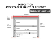 Table de travail en inox 1400x800 mm avec plaque de découpe rouge et renfort PREMIUM - GOLDINOX