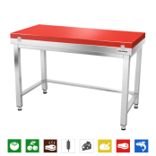 Table de travail en inox 1600x800 mm avec plaque de découpe rouge et renfort PREMIUM - GOLDINOX