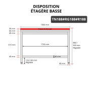 Table de travail en inox 1800x800 mm avec plaque de découpe rouge et renfort PREMIUM - GOLDINOX