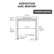 Table de travail en inox 800x800 mm avec plaque de découpe blanche et renfort PREMIUM - GOLDINOX
