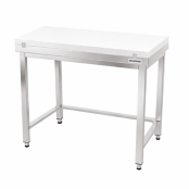 Table de travail en inox 1200x800 mm avec plaque de découpe blanche et renfort PREMIUM - GOLDINOX
