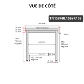 Table de travail en inox 1500x800 mm avec plaque de découpe blanche et renfort PREMIUM - GOLDINOX