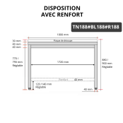 Table de travail en inox 1800x800 mm avec plaque de découpe blanche et renfort PREMIUM - GOLDINOX