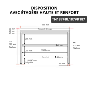 Table de travail en inox 1800x700 mm avec plaque de découpe blanche et renfort PREMIUM - GOLDINOX