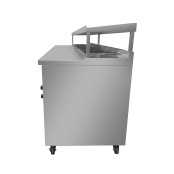 Table/Meuble de préparation à Tacos/Crousty 7 x GN 1/2 avec bain-marie intégré sur roulettes PREMIUM - GOLDINOX