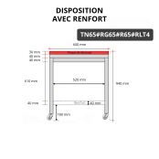 Table de travail en inox 800x500 mm avec plaque de découpe rouge et renfort sur roulettes PREMIUM - GOLDINOX