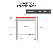 Table de travail en inox 700x700 mm avec plaque de découpe rouge et renfort sur roulettes PREMIUM - GOLDINOX