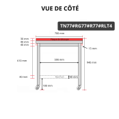 Table de travail en inox 700x700 mm avec plaque de découpe rouge et renfort sur roulettes PREMIUM - GOLDINOX
