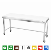 Table de travail en inox 2000x700 mm avec plaque de découpe blanche et renfort sur roulettes PREMIUM - GOLDINOX