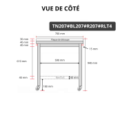 Table de travail en inox 2000x700 mm avec plaque de découpe blanche et renfort sur roulettes PREMIUM - GOLDINOX