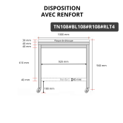 Table de travail en inox 1000x800 mm avec plaque de découpe blanche et renfort sur roulettes PREMIUM - GOLDINOX