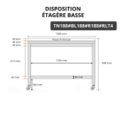 Table de travail en inox 1800x800 mm avec plaque de découpe blanche et renfort sur roulettes PREMIUM - GOLDINOX