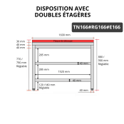 Table de travail en inox 1600x600 mm avec plaque de découpe rouge et 2 étagères PREMIUM - GOLDINOX