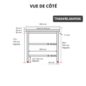 Table de travail en inox 600x600 mm avec plaque de découpe blanche et 2 étagères PREMIUM - GOLDINOX