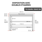 Table de travail en inox 1800x600 mm avec plaque de découpe blanche et 2 étagères PREMIUM - GOLDINOX