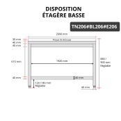Table de travail en inox 2000x600 mm avec plaque de découpe blanche et 2 étagères PREMIUM - GOLDINOX