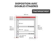 Table de travail en inox 600x700 mm avec plaque de découpe rouge et 2 étagères PREMIUM - GOLDINOX