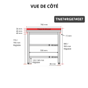 Table de travail en inox 800x700 mm avec plaque de découpe rouge et 2 étagères PREMIUM - GOLDINOX