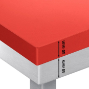Table de travail en inox 1000x700 mm avec plaque de découpe rouge et 2 étagères PREMIUM - GOLDINOX