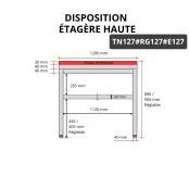 Table de travail en inox 1200x700 mm avec plaque de découpe rouge et 2 étagères PREMIUM - GOLDINOX