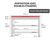 Table de travail en inox 2000x700 mm avec plaque de découpe rouge et 2 étagères PREMIUM - GOLDINOX