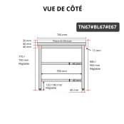 Table de travail en inox 600x700 mm avec plaque de découpe blanche et 2 étagères PREMIUM - GOLDINOX