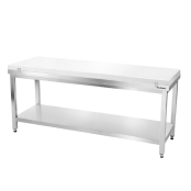 Table de travail en inox 2000x700 mm avec plaque de découpe blanche et 2 étagères PREMIUM - GOLDINOX