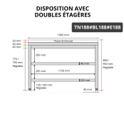Table de travail en inox 1800x800 mm avec plaque de découpe blanche et 2 étagères PREMIUM - GOLDINOX
