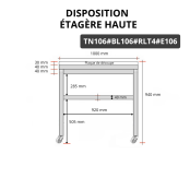 Table de travail en inox 1000x600 mm avec plaque de découpe blanche et 2 étagères sur roulettes PREMIUM - GOLDINOX