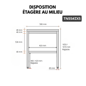Table de travail en inox Bar 500x500 mm avec 1 étagère inférieure PREMIUM - GOLDINOX