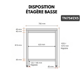 Table de travail en inox Bar 700x500 mm avec 1 étagère inférieure PREMIUM - GOLDINOX