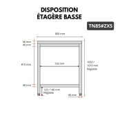 Table de travail en inox Bar 800x500 mm avec 1 étagère inférieure PREMIUM - GOLDINOX