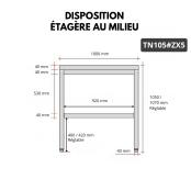 Table de travail en inox Bar 1000x500 mm avec 1 étagère inférieure PREMIUM - GOLDINOX