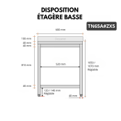 Table de travail en inox Bar 600x500 mm avec 1 étagère inférieure et dosseret PREMIUM - GOLDINOX