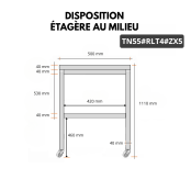 Table de travail en inox Bar 500x500 mm avec 1 étagère inférieure sur roulettes PREMIUM - GOLDINOX