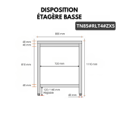 Table de travail en inox Bar 800x500 mm avec 1 étagère inférieure sur roulettes PREMIUM - GOLDINOX