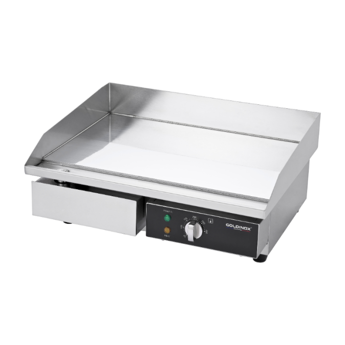 Plancha en acier lisse chromée électrique professionnelle 555x430 mm PREMIUM - GOLDINOX