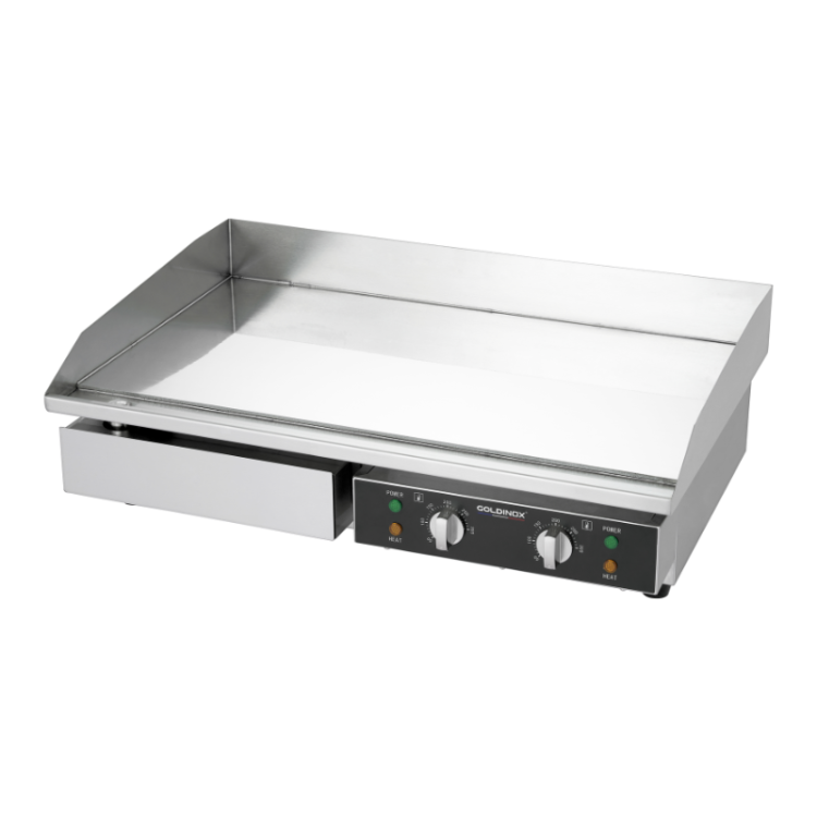 Plancha en acier lisse chromée électrique professionnelle 730x470 mm PREMIUM - GOLDINOX