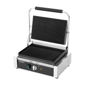Contact Grill Panini Rainuré Haut et Bas - 340 x 230 mm / GOLDINOX