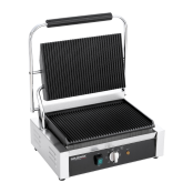 Contact Grill Panini Rainuré Haut et Bas - 340 x 230 mm / GOLDINOX