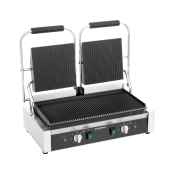 Contact Grill Panini Double Rainuré Haut et Bas - 498 x 283 mm / GOLDINOX