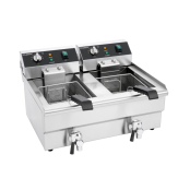 Friteuse électrique à poser professionnelle 10 + 10 Litres avec robinet de vidange (230V) IDEAL - GOLDINOX