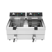 Friteuse électrique à poser professionnelle 10 + 10 Litres avec robinet de vidange (230V) IDEAL - GOLDINOX