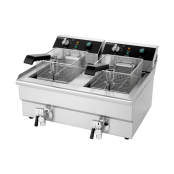 Friteuse électrique à poser professionnelle 10 + 10 Litres avec robinet de vidange (230V) IDEAL - GOLDINOX